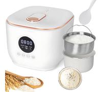 Cuiseur de Riz 3L À Faible Teneur en Sucre, 5 Fonctions, Cuiseur Vapeur À Faible Teneur en Glucides, Minuterie 24 Heures, Maintien Au Chaud 8 Heures, Blanc, Panier Vapeur en Acier Inoxydable