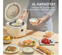 Cuiseur de riz Bear avec cuiseur vapeur, mini cuiseur de riz multifonctionnel de 350W,6 fonctions de cuisson, adapté à 2-4