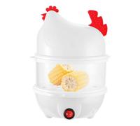 Cuiseur d'Œufs - Double Étage Pour Œufs - Grande Taille Forme de Poule Cuisine Petit Déjeuner Déjeuner Dîner Adultes École Bureau