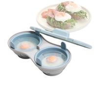 Cuiseur d'Œufs Micro-Ondes 2 compartiments antiadhésif chauffe rapide sans | cuit-vapeur pour œufs pochés pour cuisine petit-déjeuner déjeuner dortoir bureau camping