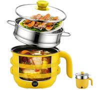 Cuiseur électrique Hot Pot, 1,5L Petit cuiseur électrique avec panier vapeur en acier inoxydable, 600W Cuiseur rapide à nouilles portable, poêle polyvalent pour la maison, le bureau et la résidence