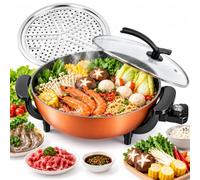 Cuiseur électrique multifonction anti-adhésif 8/10 L, 10 L | Comprend une grille de cuisson à la vapeur et un couvercle en verre ; casserole profonde antiadhésive avec contrôle de la
