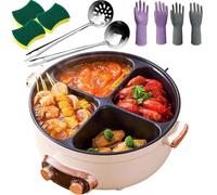 Cuiseur électrique multifonctionnel, faitout intégré de grande capacité de 7 L à 4 grilles, avec 2 cuillères, gants et 3 chiffons de nettoyage,poêle électrique antiadhésive pour soupes,ragoûts,fondues