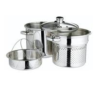 Cuiseur Multifonctions Vapeur Pâtes Marmite Inox avec Couvercle verre Kitchen Craft D20 cm 4L