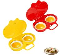 Cuiseur Oeuf Ondes Pocheuse à Oeufs 2 Compartiments avec Couvercle Poignée | Cuit Oeufs Vapeur sans Huile Antiadhésive Moule Egg Poacher pour Oeuf Poché Plat Petit Déjeuner