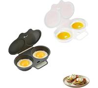 Cuiseur Oeuf Ondes Pocheuse à Oeufs 2 Compartiments avec Couvercle Poignée | Cuit Oeufs Vapeur sans Huile Antiadhésive Moule Egg Poacher pour Oeuf Poché Plat Petit Déjeuner