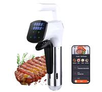 Cuiseur sous vide 1100W, thermoplongeur 3D avec température et durée réglables, commande par application et panneau de commande, appareil numérique sous vide pour steaks poulet(White)