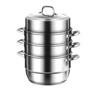 Cuiseur vapeur 304 en acier inoxydable avec panier vapeur, fond à induction à 5 couches, passe au lave-vaisselle, cuisson polyvalente