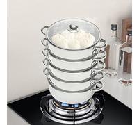 Cuiseur vapeur 5 couches, 30/28/26 cm, en acier inoxydable, avec couvercle en verre, casserole à induction, casserole à soupe, à pâtes, bio cuiseur vapeur pour la maison, la cuisinière (26 cm)