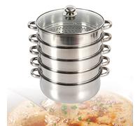 Cuiseur vapeur 5 couches, 30/28/26 cm, en acier inoxydable, avec couvercle en verre, casserole à induction, casserole à soupe, à pâtes, bio cuiseur vapeur pour la maison, la cuisinière (30 cm)