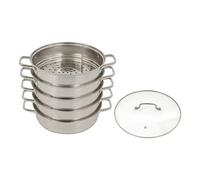 Cuiseur vapeur 5 couches en acier inoxydable avec couvercle en verre | Cuiseur vapeur à induction pour cuire à la vapeur simultanément soupe, pâtes, poissons, pour cuisine