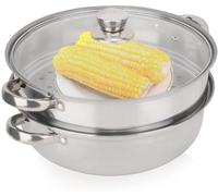 Cuiseur vapeur à 2 couches pour la cuisson, marmite à vapeur en acier inoxydable de 28 cm avec couvercle en verre cuit vapeur inox Ustensile De Cuisine Casserole De Cuisson À Vapeur