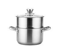 Cuiseur vapeur à 2 niveaux en acier inoxydable pour induction, parfait pour une cuisine saine et une préparation des repas