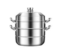 Cuiseur vapeur à 3 étages en acier inoxydable avec couvercle pour induction - Pour fruits de mer, boulettes, soupes, aliments