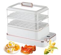 Cuiseur Vapeur à 3 Niveaux 1350 W, Marmite électrique 12 L Avec Minuterie 10 H Et Isolation 8 H, 6 Menus Préréglés, Protection Anti-déchauffage, Cuiseur à œufs, Pour Légumes, Viandes, Poissons