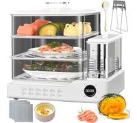 Cuiseur Vapeur à 3 Niveaux, Cuiseur à Légumes De 24l Avec Réservoir De 1,5l Et Plateau Amovible, Réservation De 24h, Cuiseur Vapeur En Acier Inoxydable Pour Une Cuisine Saine