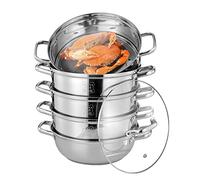 Cuiseur vapeur à 5 étages en acier inoxydable 30 cm Casserole à soupe à induction Casserole à soupe Veggie Vapeur œuf vapeur aliments