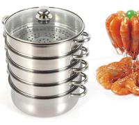 Cuiseur Vapeur à 5 Niveaux Cuiseur Vapeur à Induction en Acier Inoxydable avec Couvercle en Verre, Cuiseur Vapeur Empilable, Cuiseur Vapeur De Pommes De Terre, Autocuiseur pour Cuisi, A, 28cm