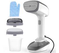 Cuiseur vapeur à main puissant 1800 W avec plaque chauffante rapide en céramique, défroisseur 2 en 1, buse vapeur, brosse à peluches, blanc uniquement pour US 120 V