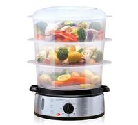 alpina Cuiseur Vapeur - Cuit Vapeur Electrique 800W - Cuisson Vapeur avec 3 Couches - Sans BPA - Lavable au Lave-Vaisselle - 0 à 60 Minutes - Capacité de 9 Litres - Gris