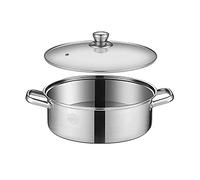 Cuiseur Vapeur avec Poignée, Grande Marmite en Acier Inoxydable pour Induction avec Couvercle en Verre Trempé, Pot À Lait Domestique Compatible avec Plusieurs Types De CU,