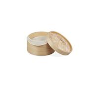 Cuiseur vapeur bambou, panier asiatique avec 2 étages, pour dim sum, riz, bamboo steamer, ø 26 cm, nature