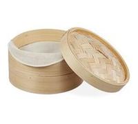 Relaxdays cuiseur vapeur bambou, panier asiatique avec 2 étages, pour Dim Sum, riz, bamboo steamer, Ø 26 cm, nature