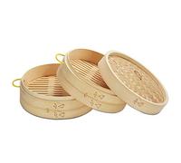 Cuiseur vapeur chinois en bambou, 15/20/25/30 cm avec couvercle, panier vapeur en bambou, idéal pour les dim sum, légumes (couvercle de 25 cm)
