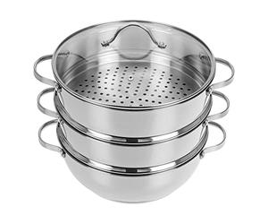 Cuiseur vapeur de 28 cm avec deux inserts vapeur de la série Pro-Line de GRÄWE.
