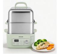 VEVOR Cuiseur Vapeur Électrique 13 L Cuit Vapeur 2 Niveaux en Inox Vert