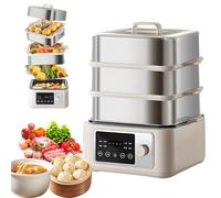 Cuiseur vapeur électrique 1350 W en acier inoxydable avec écran tactile, minuterie 24h, 8 fonctions de menu, isolation double mode, multifonction pour la maison, 12 L