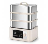 Cuiseur vapeur électrique 16L, cuisinière à écran tactile 1350 W, minuterie | Plateaux à double niveau en acier inoxydable 304 avec 8 préréglages de menu et réglages de chaleur faible, moyenne et élevée