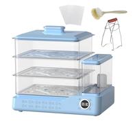 Cuiseur vapeur électrique 3 niveaux, 800 W, avec réservoir d'eau indépendant, capacité de 24 L, écran tactile, fonction de mise en veille 24 h/24 et arrêt automatique(Blue)