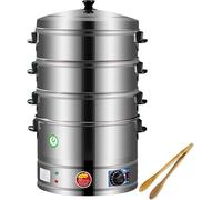 Cuiseur vapeur électrique à 3 étages en acier inoxydable à contrôle thermostatique, chauffage automatique, parfait pour des petits déjeuners sains