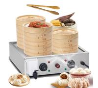Cuiseur vapeur électrique à 4 trous - Four à chignon commercial - 4000 W - Chauffe-aliments chauds - 30-110 ℃ - Anti-brûlure à sec - Acier inoxydable - Tube chauffant en forme de U pour restaurant
