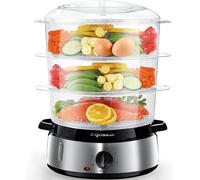 Aigostar Fitfoodie Steel - Cuiseur vapeur électrique 0% BPA. En acier inoxydable, 800W. Minuterie, 3 niveaux indépendants. Design exclusif. G