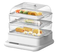 Cuiseur vapeur électrique, cuiseur vapeur à écran tactile 34 L, réservation 24 heures, cuiseur vapeur amovible à 3 couches, adapté aux légumes, viandes, poissons