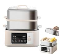 Cuiseur vapeur électrique, cuiseur vapeur pour légumes 1350 W avec écran tactile, minuterie 24 h, 8 fonctions de menu, isolation double mode, cuiseur vapeur multifonctionnel intelligent en acier 12L