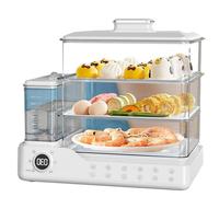 Cuiseur vapeur électrique, design empilable à 3 niveaux, capacité de 24 L, réservoir d'eau séparé de 1,5 L, démarrage différé de 24 heures, vapeur instantanée, arrêt automatique pour une cuisine saine