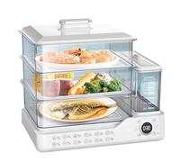 Cuiseur vapeur électrique - Panier vapeur empilable à 3 niveaux avec réservoir d'eau de 1,5 L, vapeur rapide 5S - Réservation 24 heures, 12 modes de cuisson pour légumes, viandes, céréales