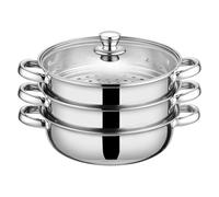 Cuiseur vapeur empilable à 3 couches avec couvercle en verre ventilé - Passe au four - Ustensiles de cuisine pour fruits de mer, légumes, raviolis - Ensemble vapeur professionnel en acier inoxydable