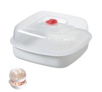 Cuiseur vapeur empilable pour micro-ondes avec couvercle et plateau - Cuiseur vapeur rond ou carré multicouche sans BPA, couvercle ventilé, passe au lave-vaisselle, gadget de cuisine pour une cuisson