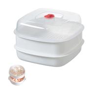 Cuiseur vapeur empilable pour micro-ondes avec couvercle et plateau - Cuiseur vapeur rond ou carré multicouche sans BPA, couvercle ventilé, passe au lave-vaisselle, gadget de cuisine pour une cuisson