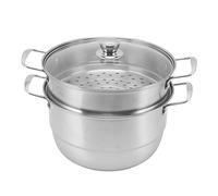 Cuiseur Vapeur en Acier Inoxydable, 28cm Marmite Multicouche de Grande Capacité avec Couvercle en Verre pour la Cuisson de la Soupe, des Ragoûts de Fruits de Mer(Trois couches)