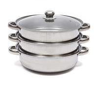 Cuiseur vapeur en acier inoxydable 3 couches pour cuisinière à gaz, cuisinière à vapeur professionnelle avec couvercle en verre, casserole multifonction pour cuisinière à induction, ustensile de