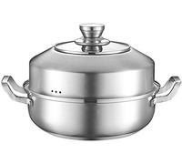 Cuiseur vapeur en acier inoxydable 304, casserole à soupe épaisse à double fond pour cuisinière à induction, casserole double usage, 28 cm