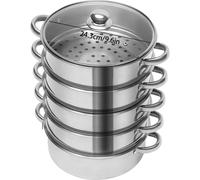 Cuiseur vapeur en acier inoxydable, 4 couches pour la cuisson de plusieurs plats, adapté à l'induction, argent