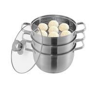 Cuiseur vapeur en acier inoxydable 5 couches avec insert vapeur - Grande capacité de 1,2 l - Panier vapeur pour la cuisson des pâtes, des plats et des soupes - 24 cm