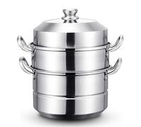 Cuiseur vapeur en acier inoxydable à 3 niveaux, batterie de cuisine Dim Sum empilable, insert / couvercle pour la cuisson des légumes, des boulettes, du bouillon, de la sauce