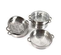 Cuiseur vapeur en acier inoxydable à 5 étages - 304 - Avec couvercle en verre - 26 cm - Cuiseur à vapeur pliable - Grand volume - Insert vapeur pour cuisinière à induction, four à gaz